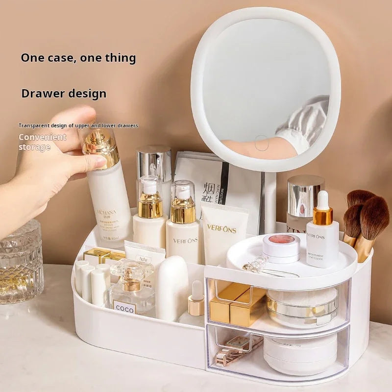 Cosmetic Storage Box  Desktop Dressing Table  Makeup Mirror  Skincare Storage Rack  Lipstick Sorting Box