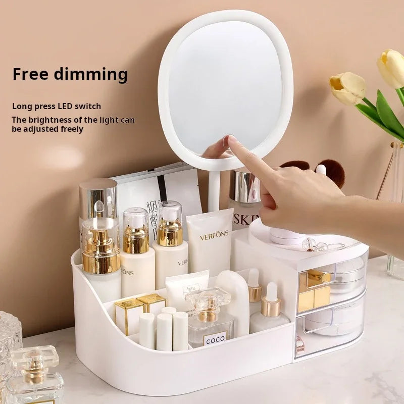 Cosmetic Storage Box  Desktop Dressing Table  Makeup Mirror  Skincare Storage Rack  Lipstick Sorting Box