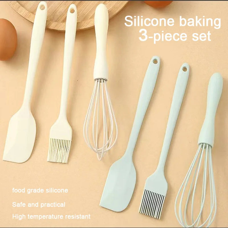 3 pieces baking set Food grade silicone heat resistant cream scraper egg beater Grease brush kitchen tool cake baking tools